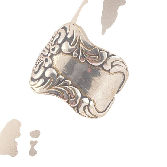 Vintage Victorian Style Silver Tone Spoon Ring Adjustable Size Intricate Scrollw - Picture 5 of 8